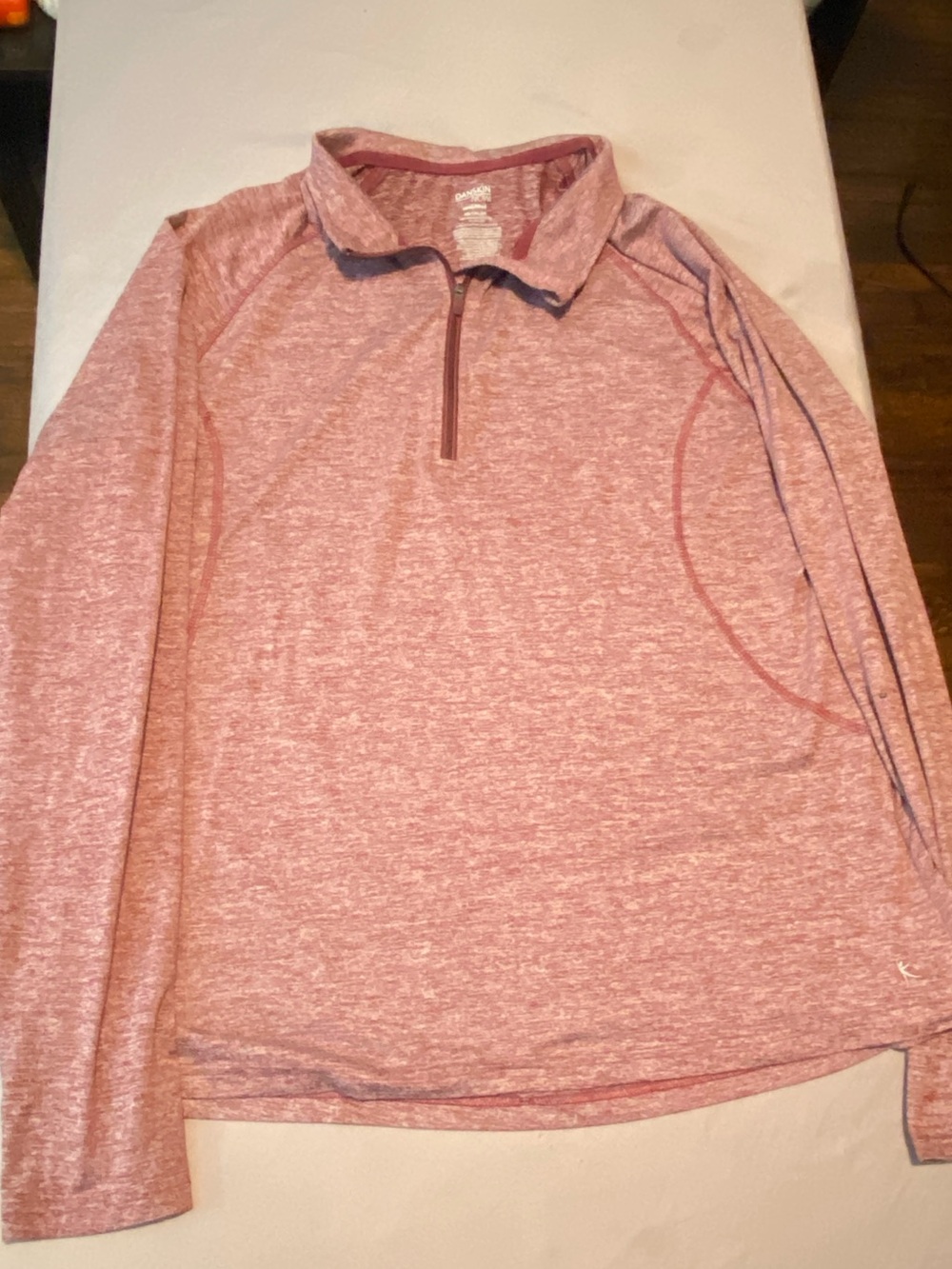 Danskin Now Marled Rose-Red Quarter-Zip Active Top